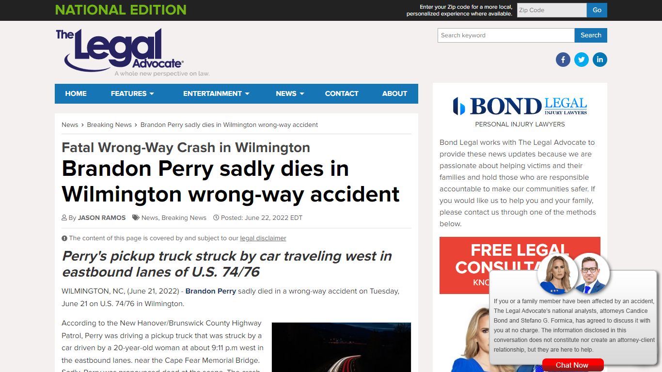 Brandon Perry sadly dies in Wilmington wrong-way accident