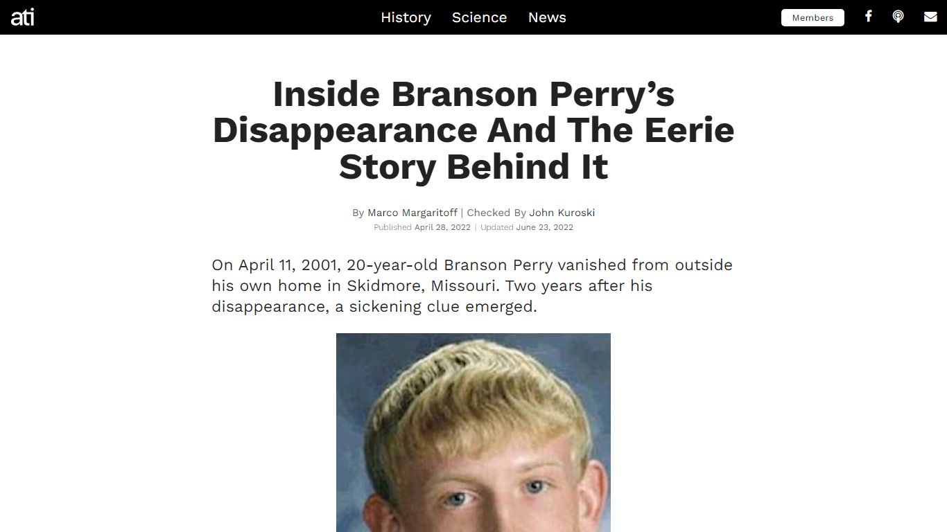 Branson Perry, The 20-Year-Old Who Vanished From Missouri In 2001